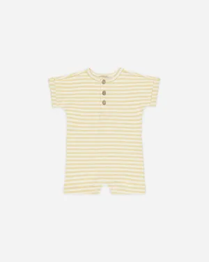 -Short Sleeve One-Piece || Yellow Stripe-