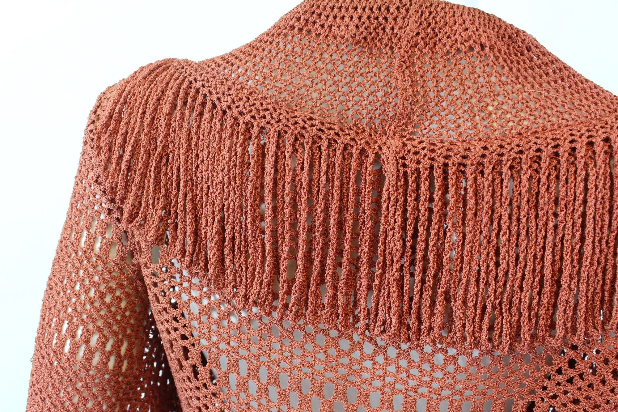 1930s terra cotta KNITWEAR CROCHET sweater and skirt set small medium | new winter
