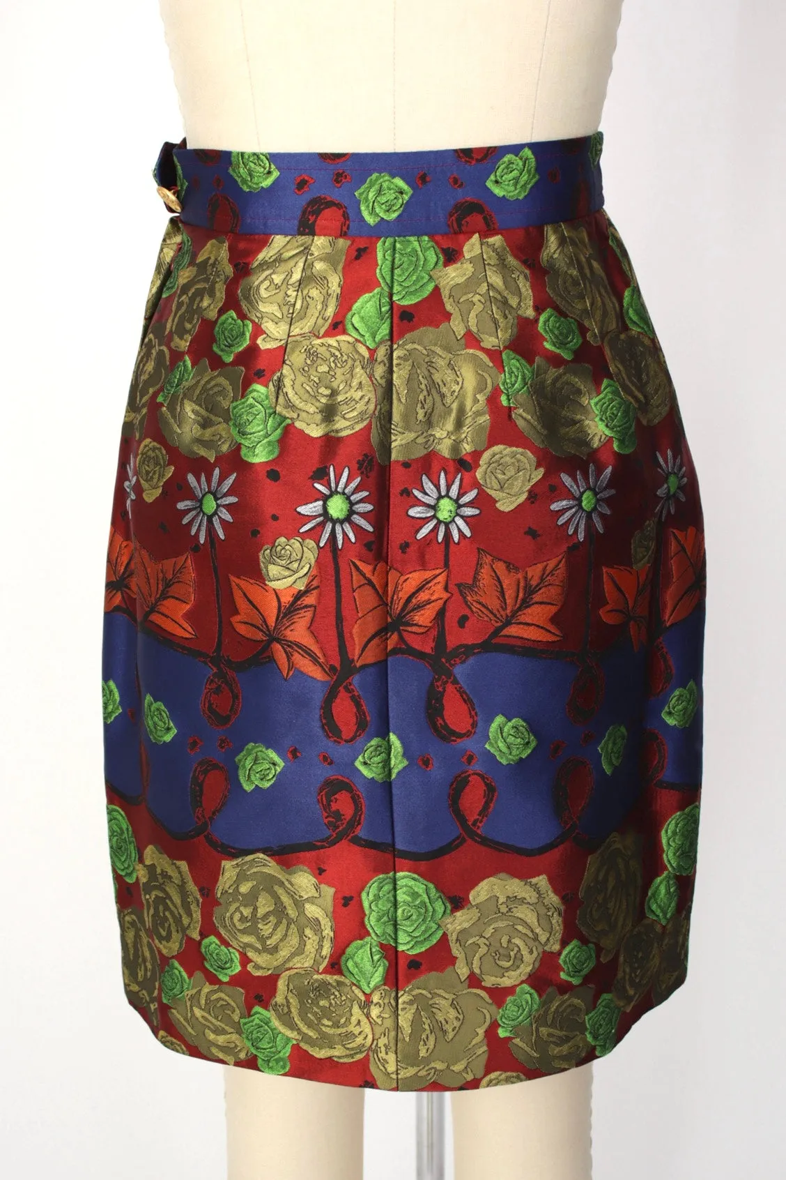 1990s Christian Lacroix Jacquard Rhinestone Skirt Suit