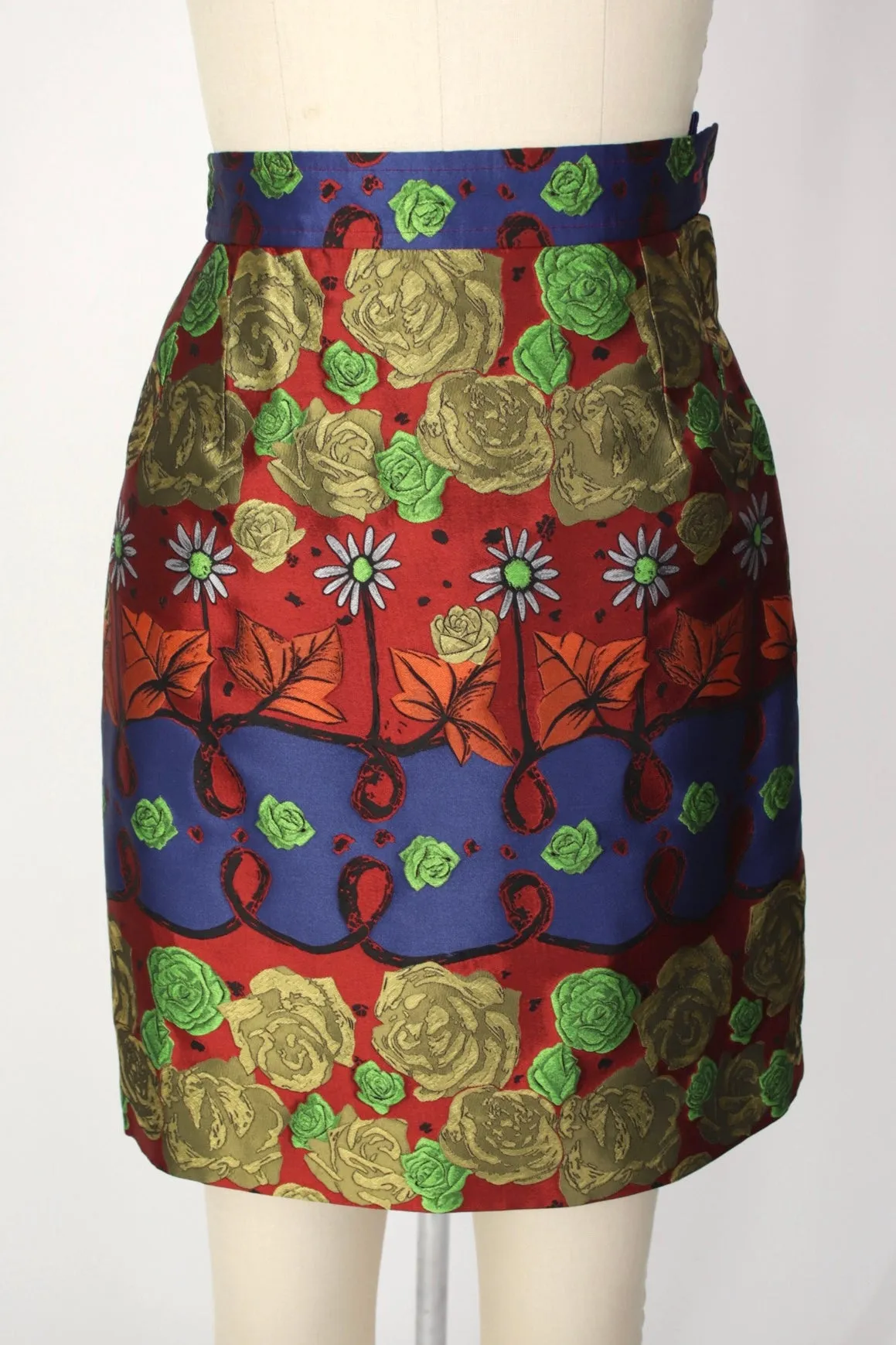 1990s Christian Lacroix Jacquard Rhinestone Skirt Suit