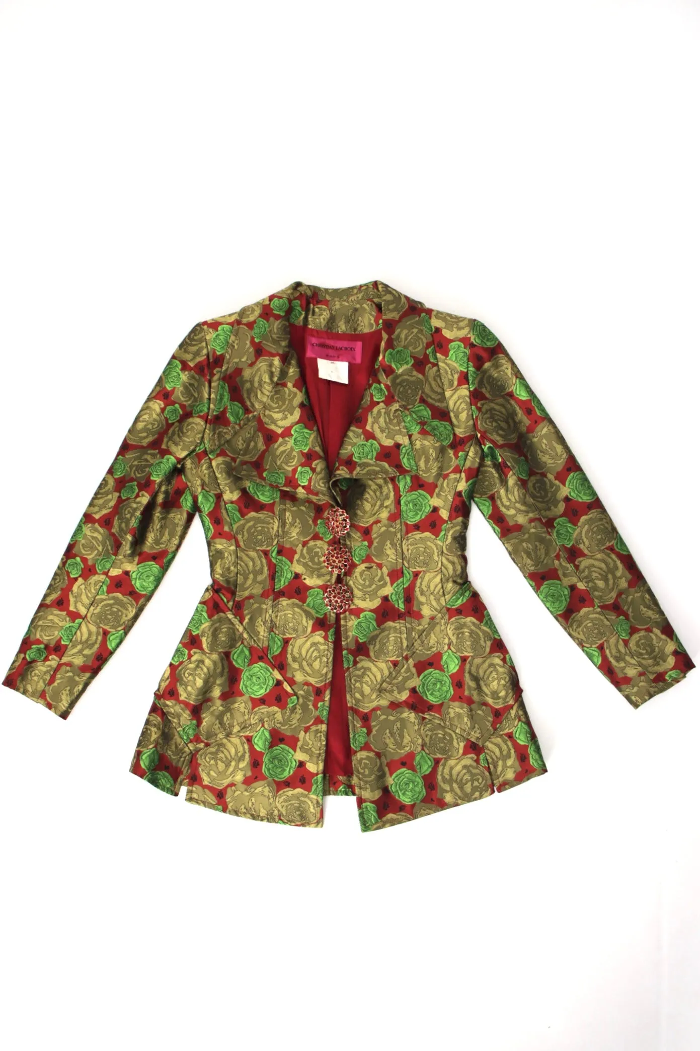 1990s Christian Lacroix Jacquard Rhinestone Skirt Suit