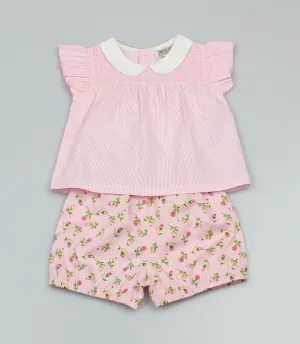 2pc Tunic & Bloomer Stripes & Floral Set  (0-9 Months)-SST/GF1099