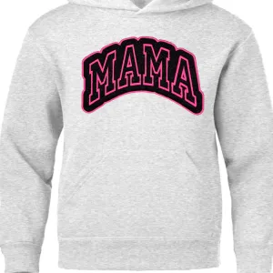 Adult Hoodie (w/ drawstrings) - Mama-  Black Glitter Appliqué