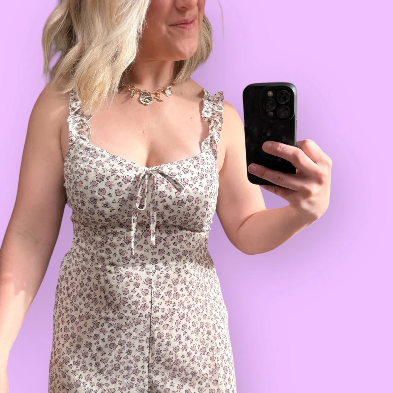 Aemi   Co Floral Sweetheart Neck Wide Leg Jumpsuit