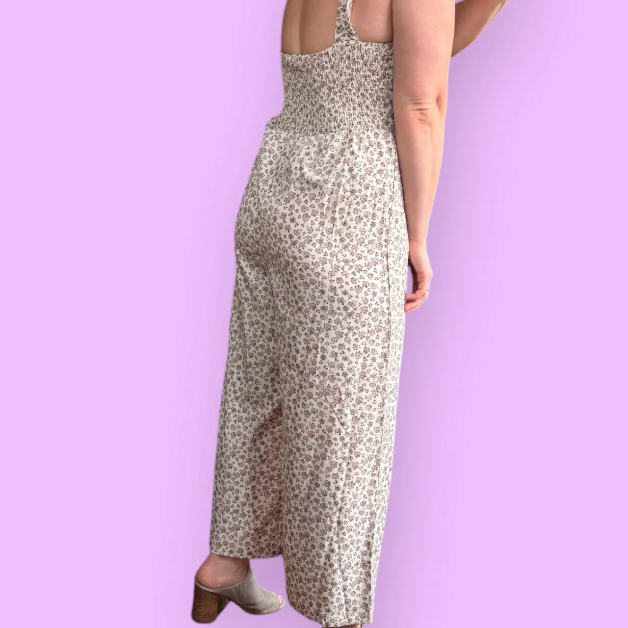 Aemi   Co Floral Sweetheart Neck Wide Leg Jumpsuit