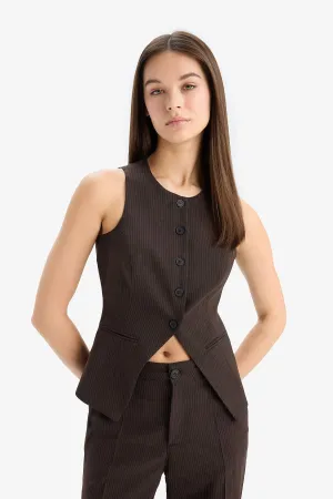 Afra x Defacto Fitted Buttoned Sleeveless Knitwear Cardigan