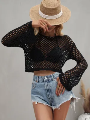 Aida Crochet Knit Top - Black