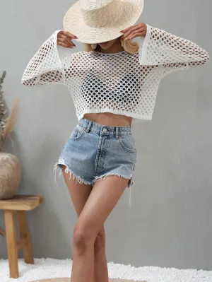 Aida Crochet Knit Top - White