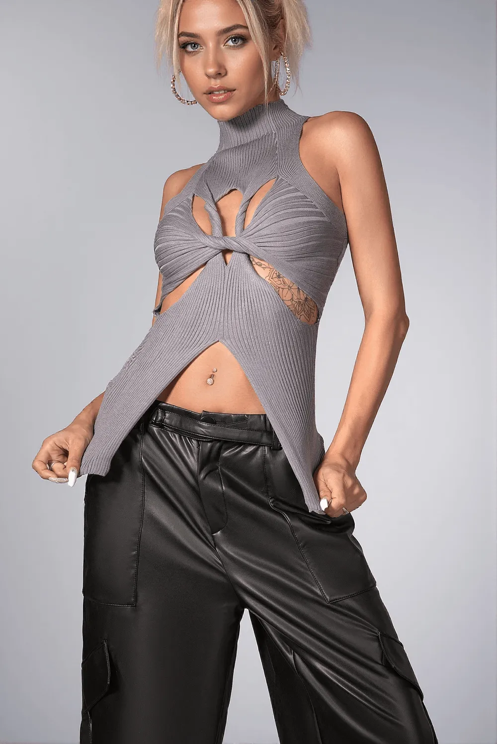 Alyzah Irregularly Cutout Knit Top