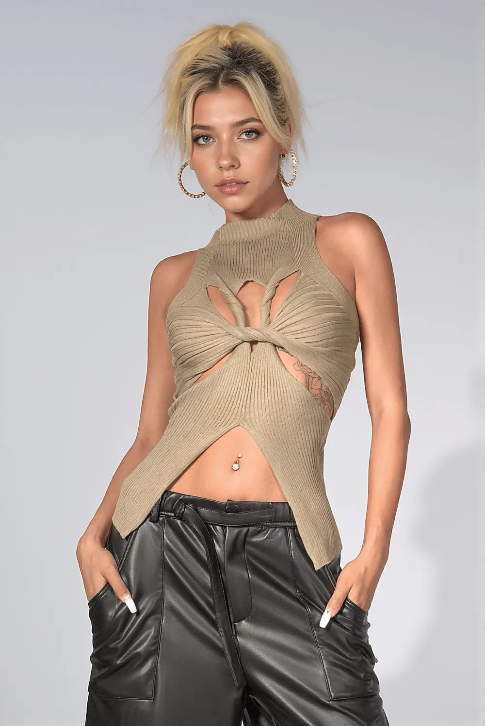 Alyzah Irregularly Cutout Knit Top