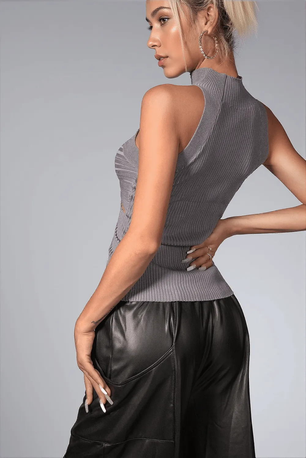 Alyzah Irregularly Cutout Knit Top