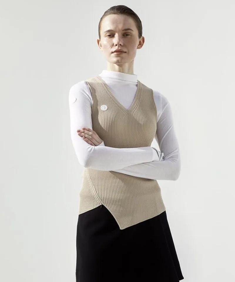 Anell Golf Boy Knit Top - Beige