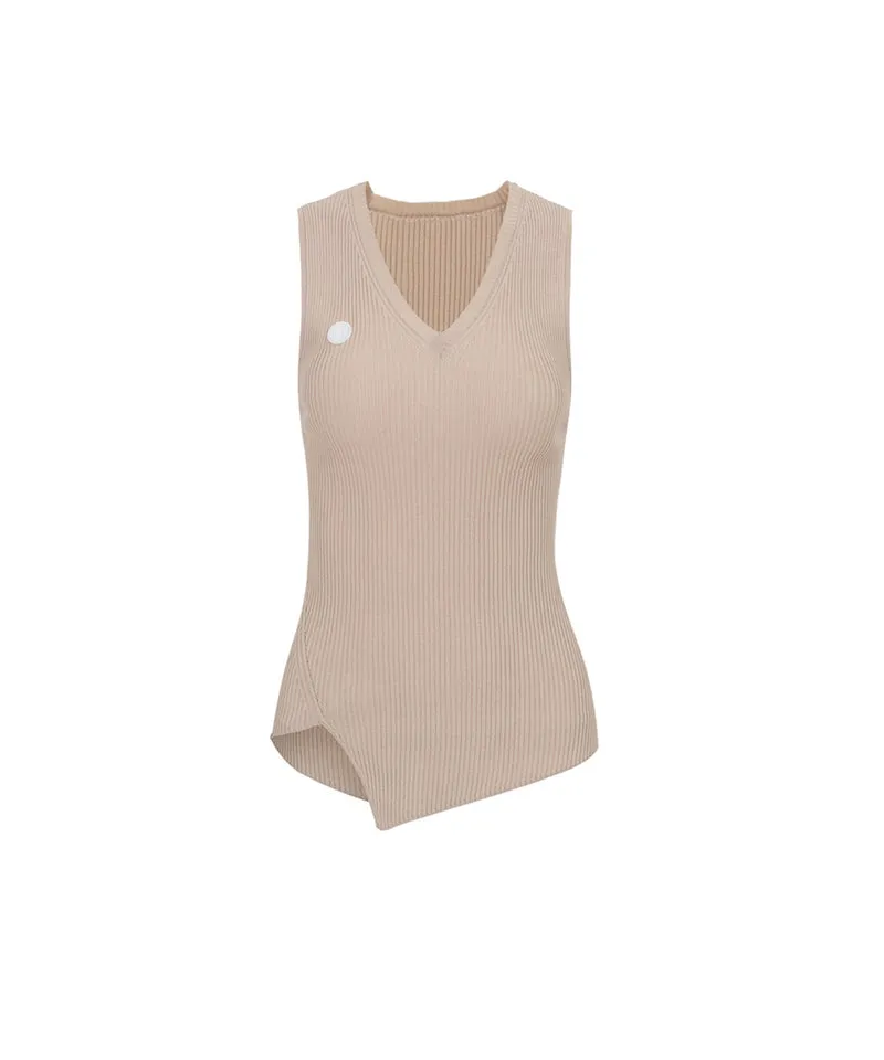 Anell Golf Boy Knit Top - Beige