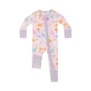Angel Dear Floral Dinos Zipper Romper - Pink