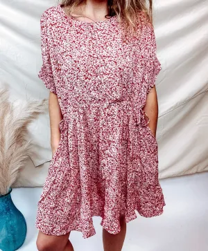 Aniston Floral Red Dress