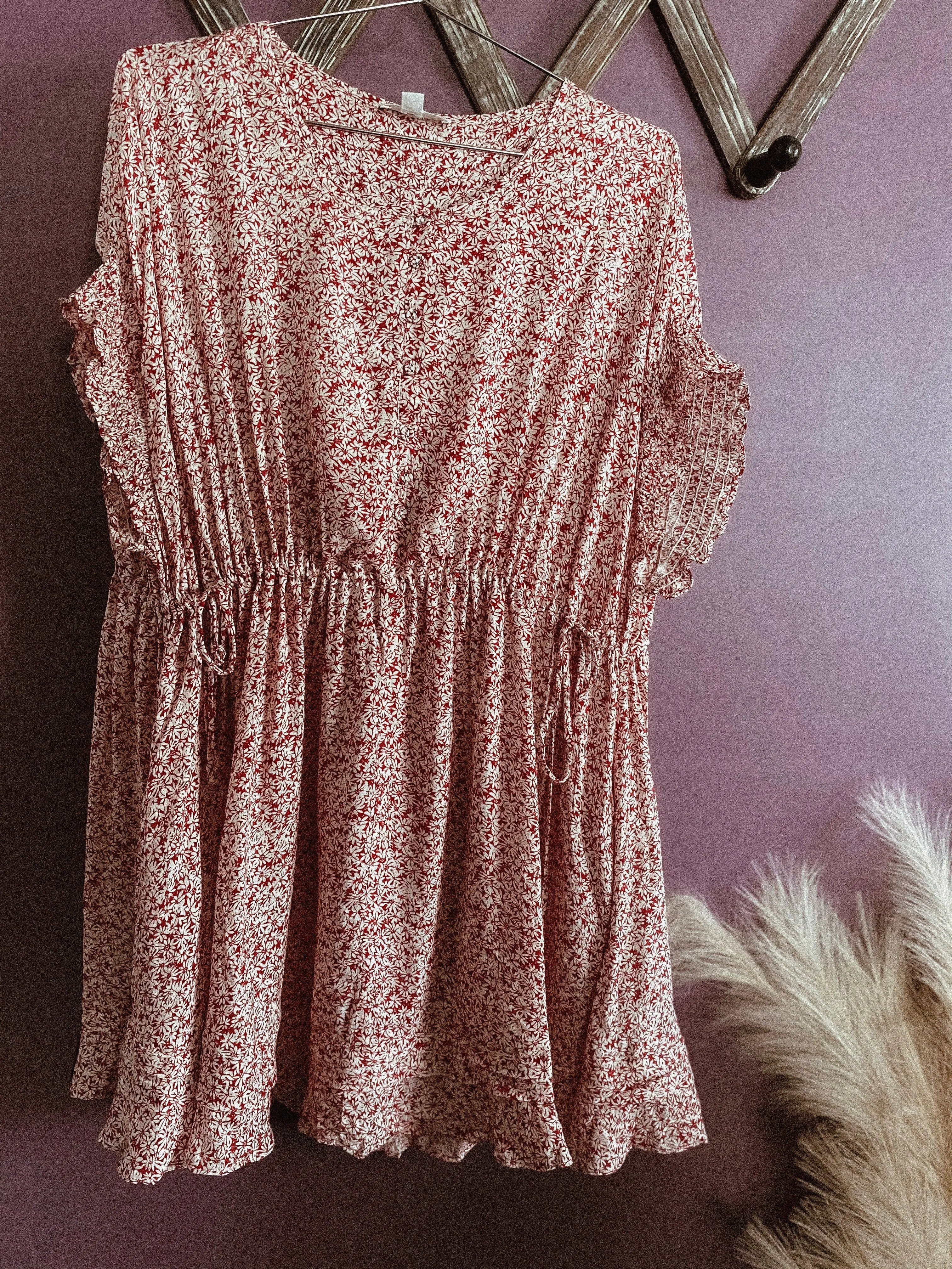 Aniston Floral Red Dress
