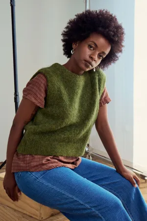 Aspen Knit Vest Moss in Alpaca