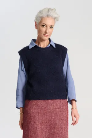 Aspen Knit Vest Navy in Alpaca