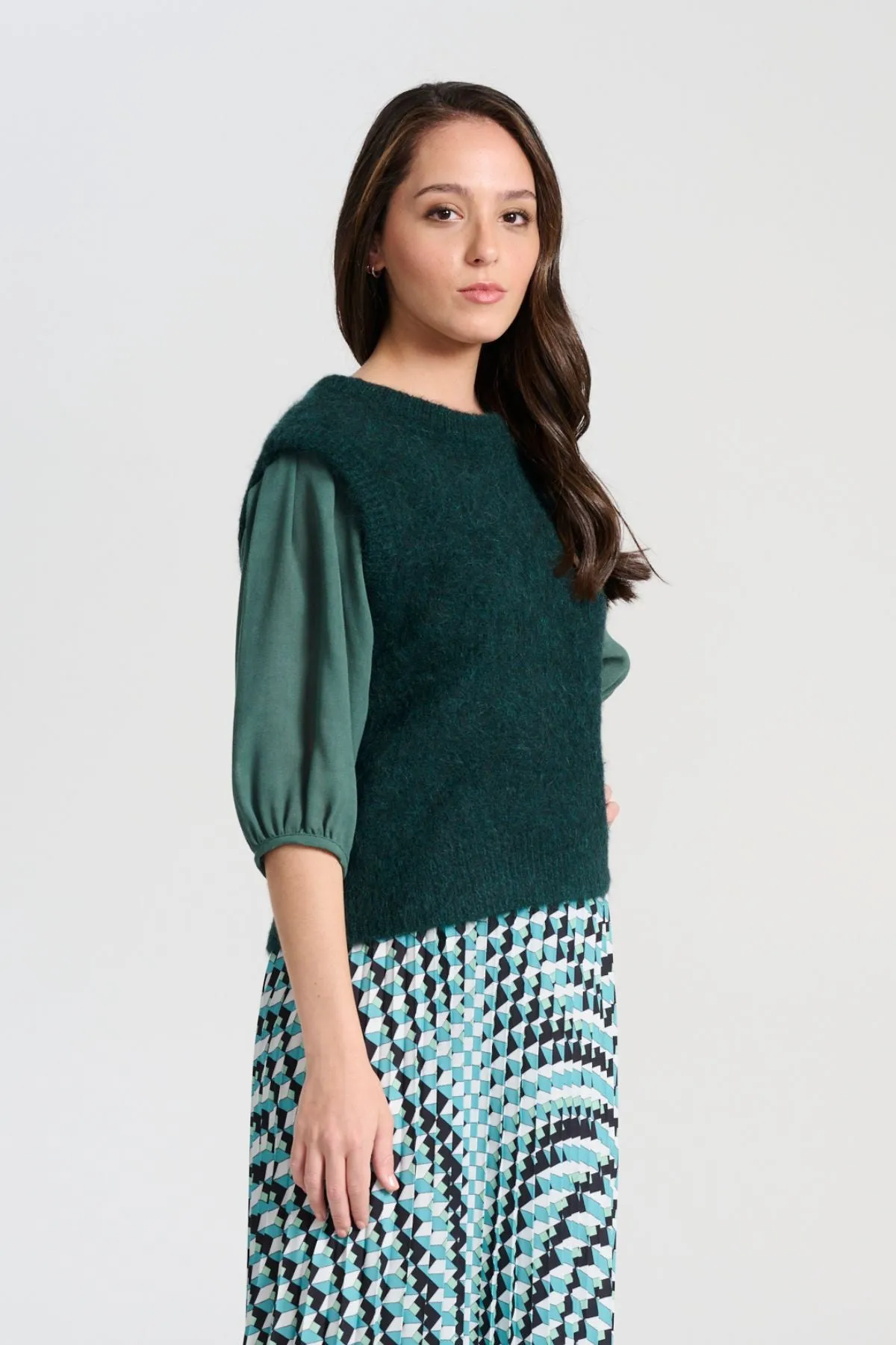 Aspen Knit Vest Teal in Alpaca