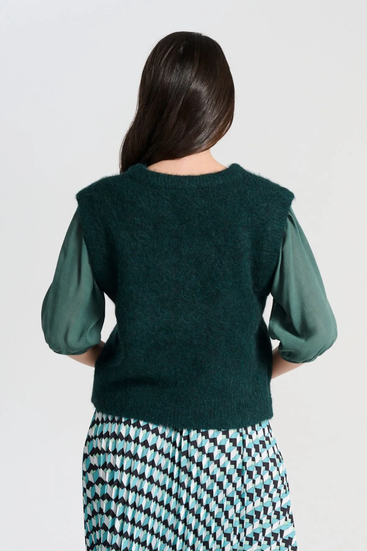 Aspen Knit Vest Teal in Alpaca