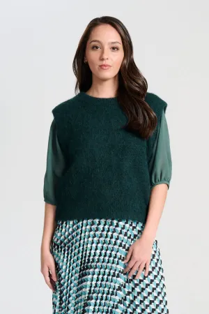 Aspen Knit Vest Teal in Alpaca