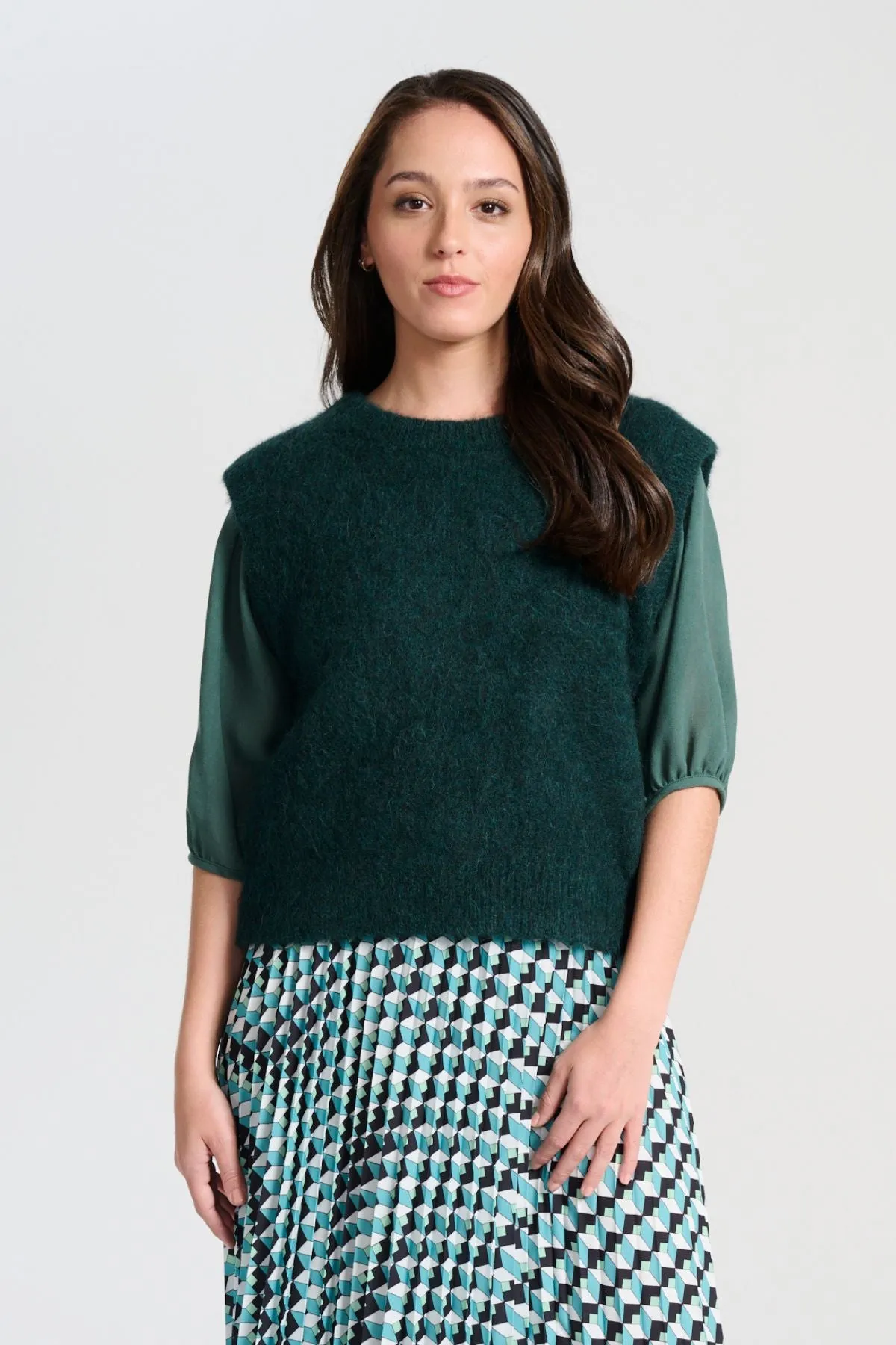 Aspen Knit Vest Teal in Alpaca