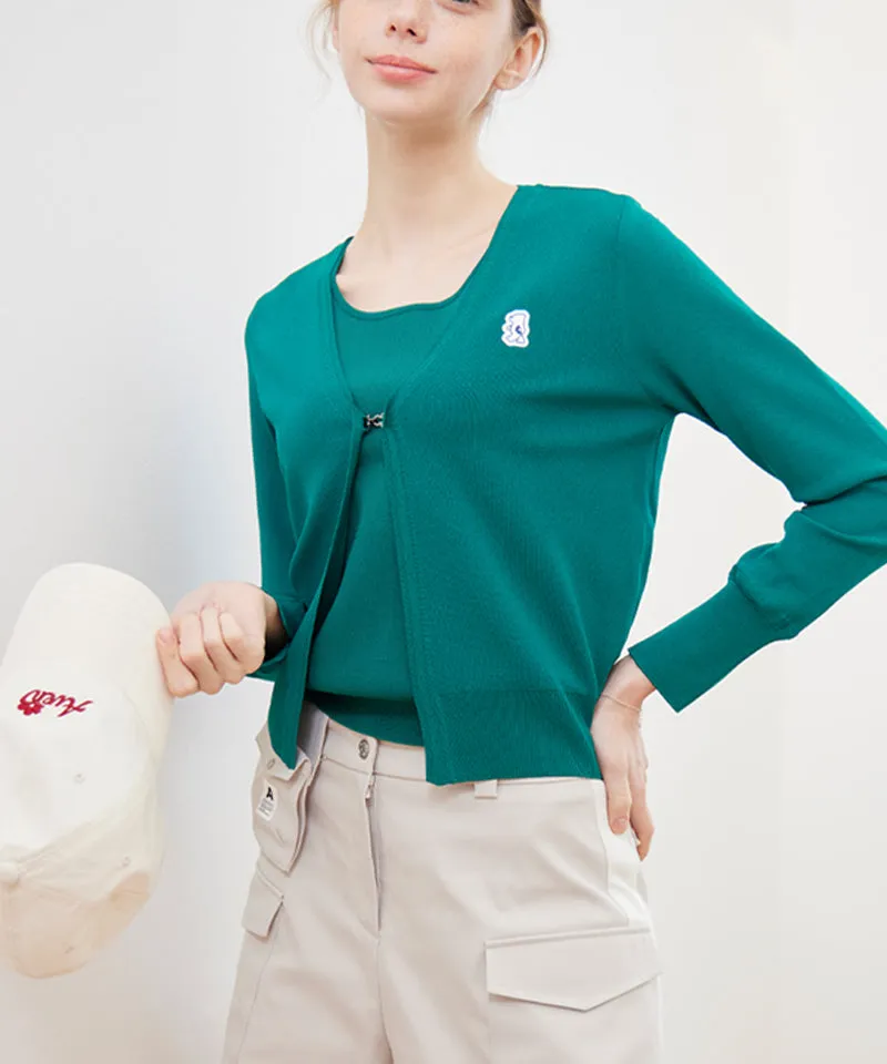 AVEN Sleeveless Knit Cardigan Set - Green