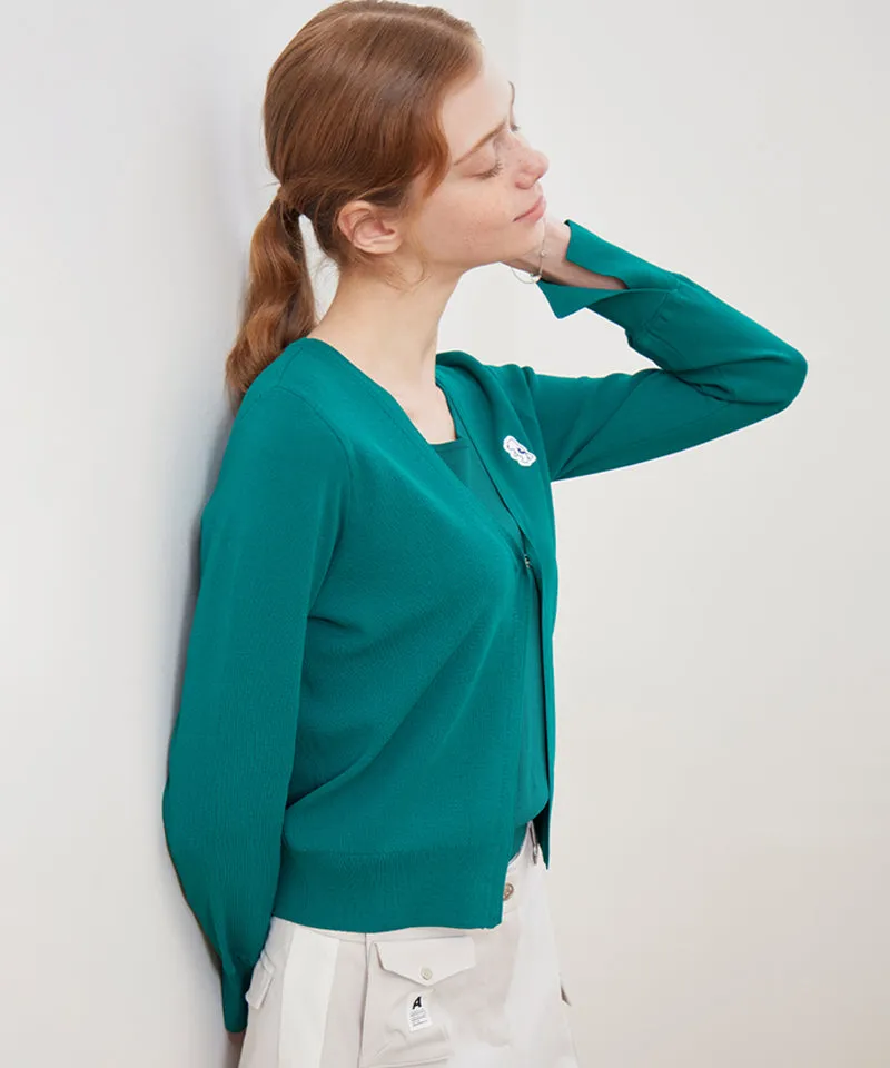 AVEN Sleeveless Knit Cardigan Set - Green
