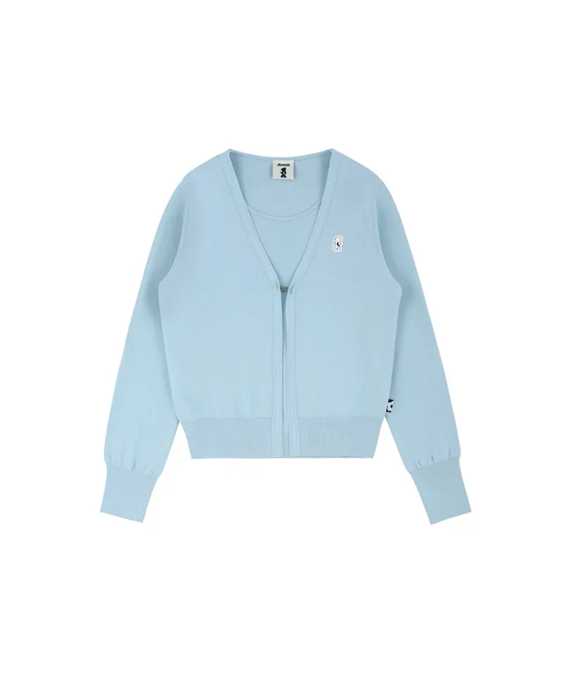 AVEN Sleeveless Knit Cardigan Set - Sky Blue