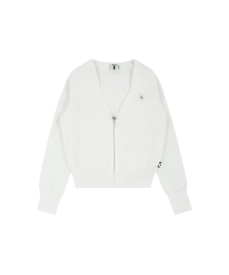 AVEN Sleeveless Knit Cardigan Set -White
