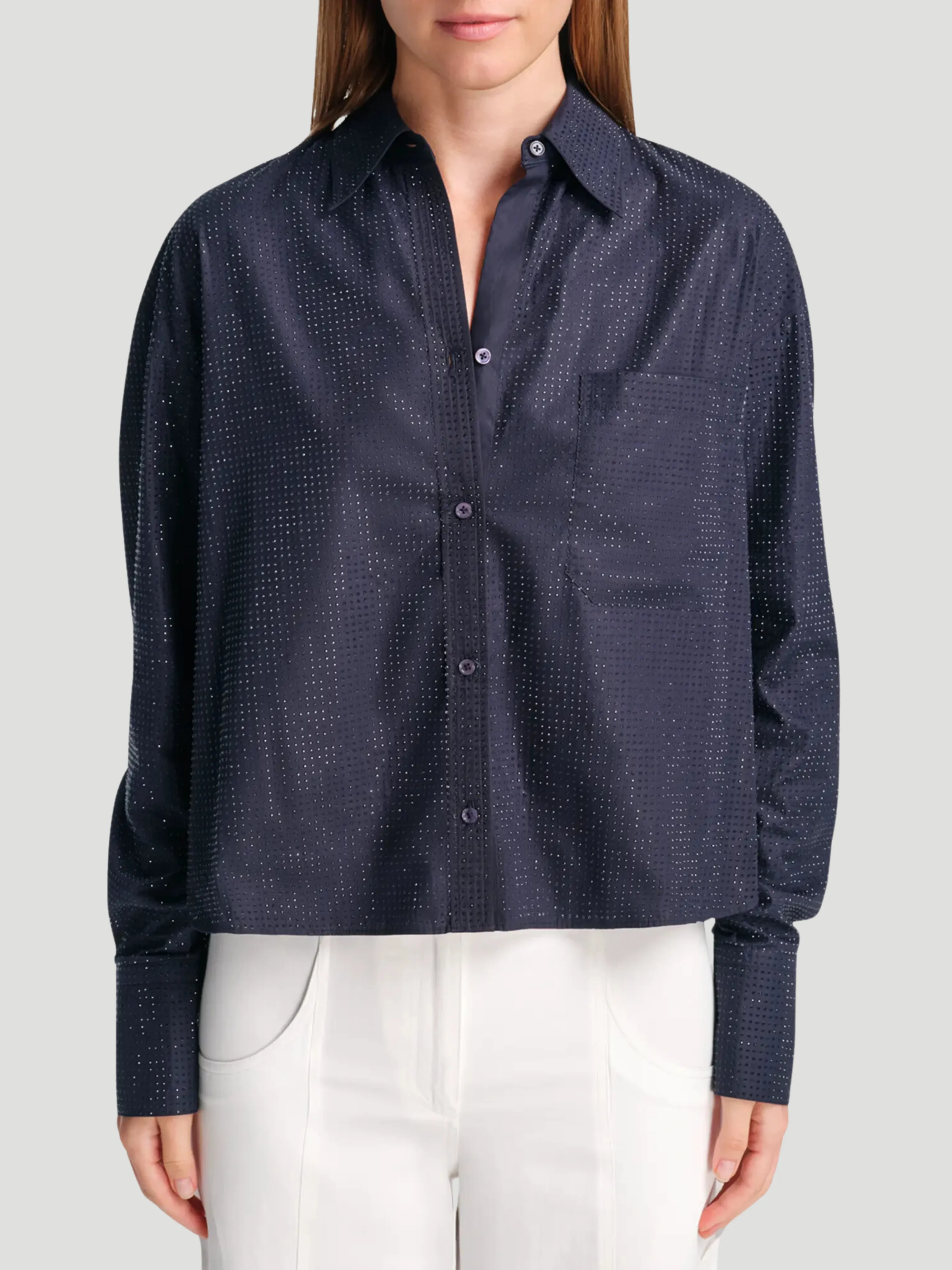 Average Joe Shirt with Crystals in Navy