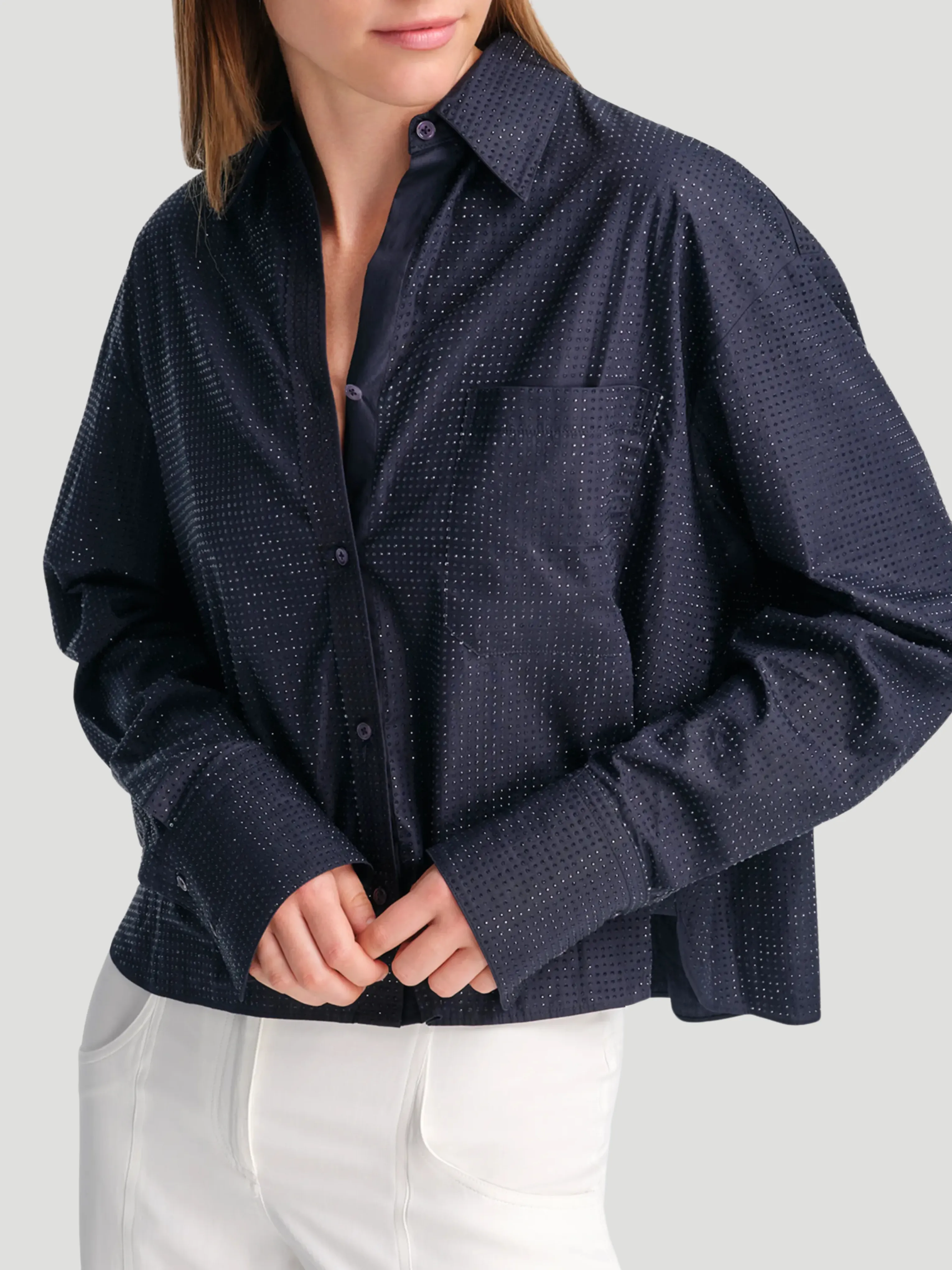 Average Joe Shirt with Crystals in Navy
