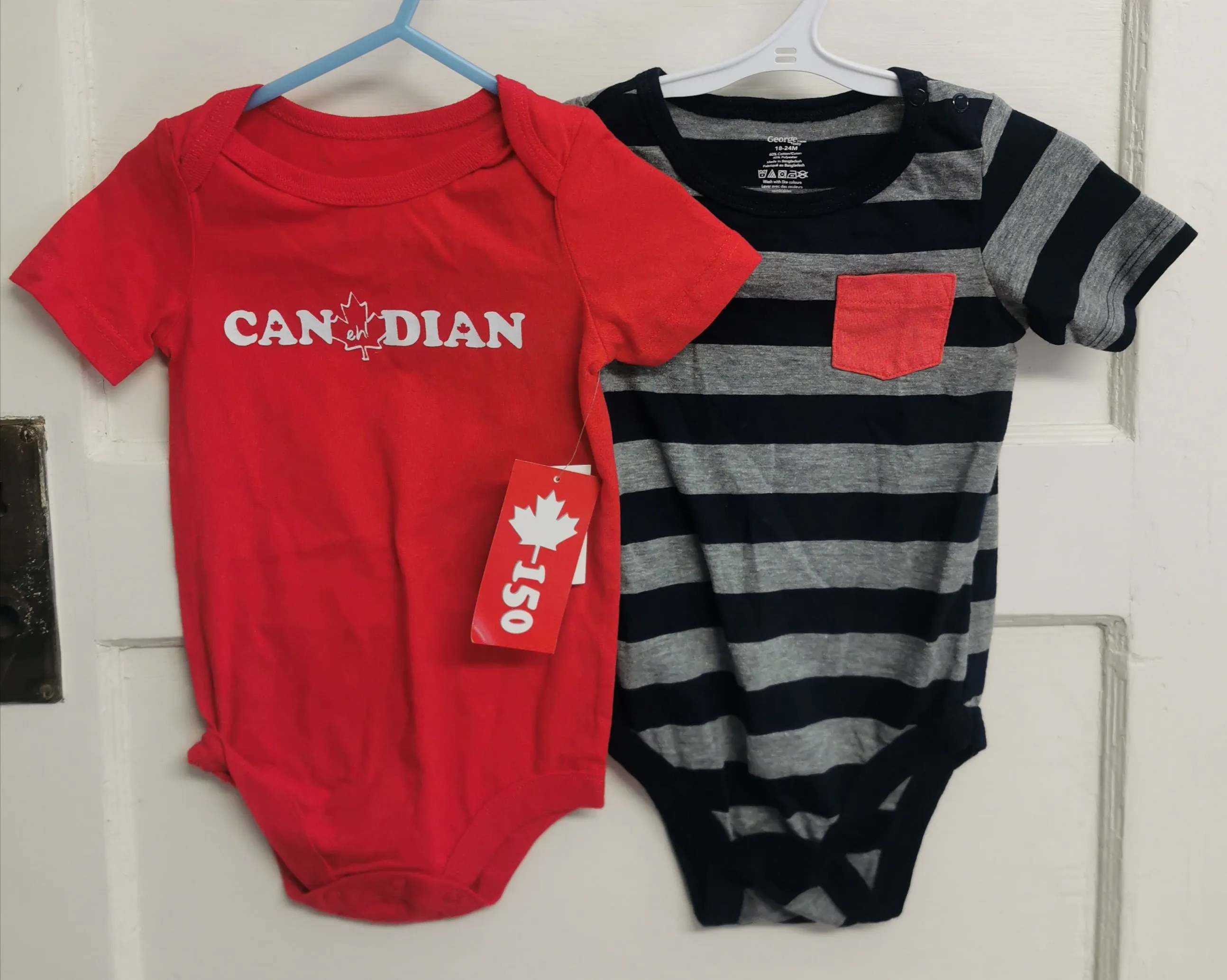 BABY BOY SIZE(S) 12/24 MONTHS - GEORGE, 2 Pack Graphic Onesie T-shirts NWT / EUC B50