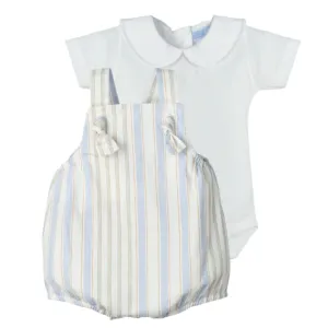 Baby Boys Blue Stripe Romper Set