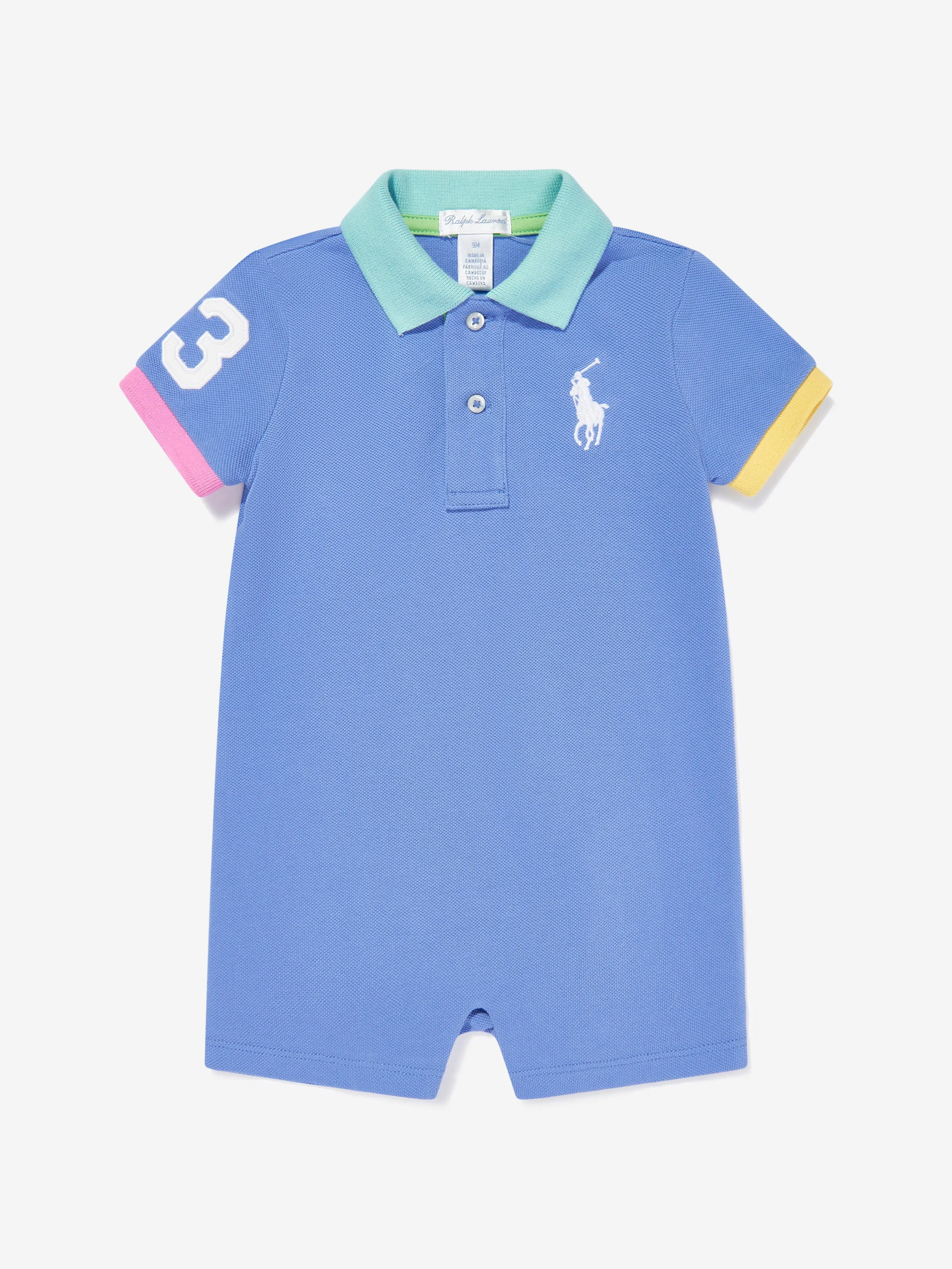 Baby Boys Polo Romper in Blue