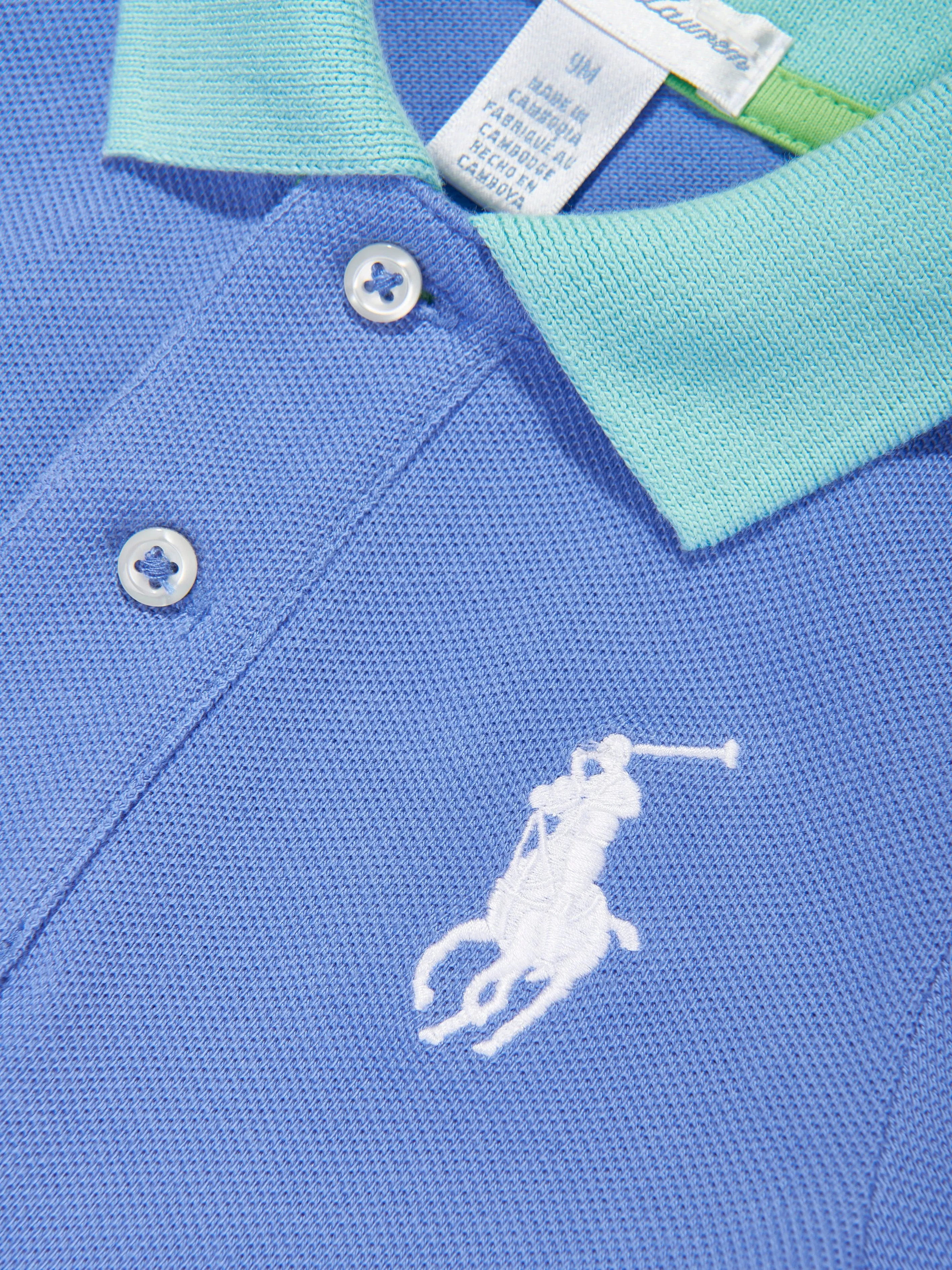 Baby Boys Polo Romper in Blue
