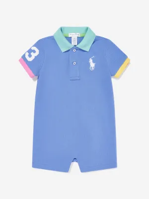 Baby Boys Polo Romper in Blue