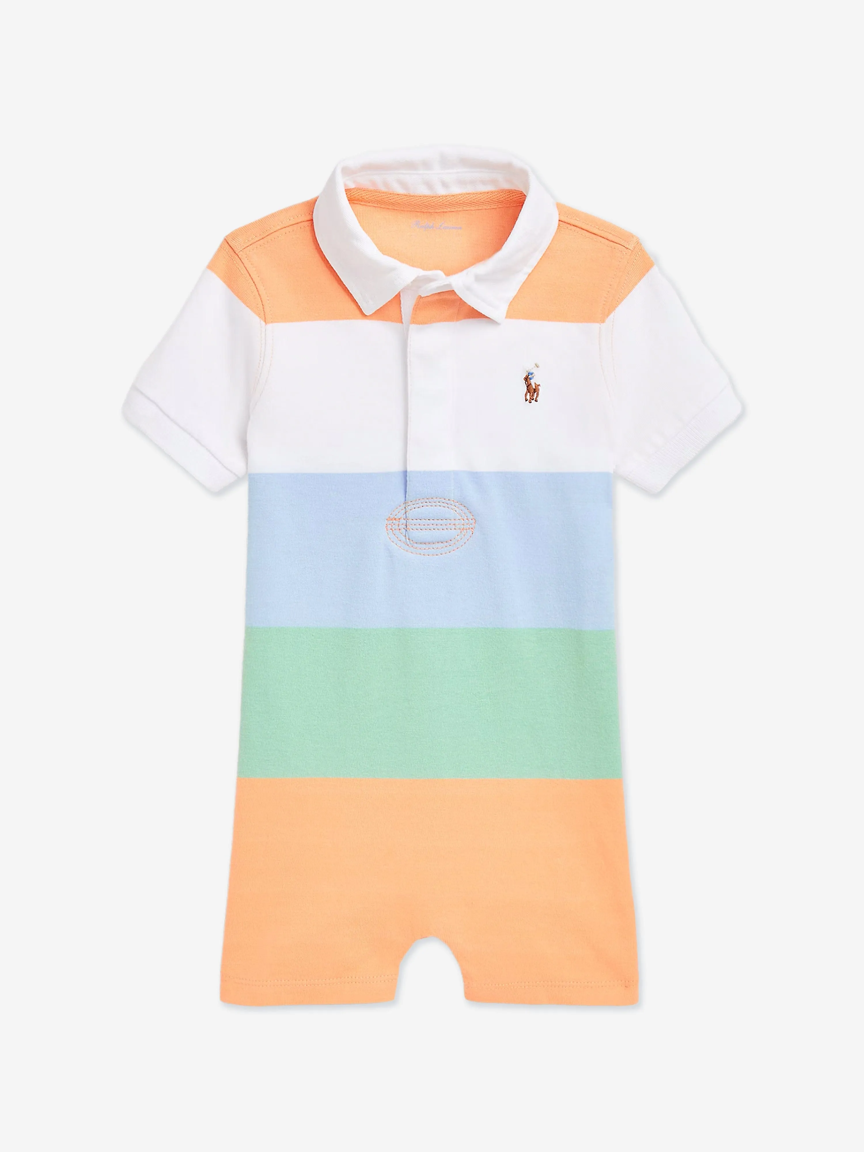 Baby Boys Striped Rugby Romper in Multicolour