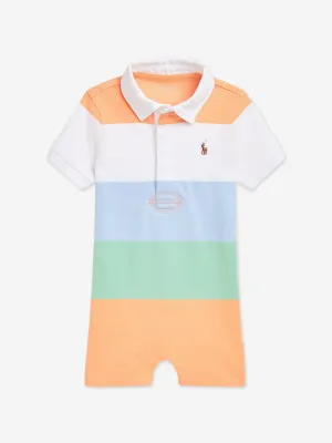 Baby Boys Striped Rugby Romper in Multicolour