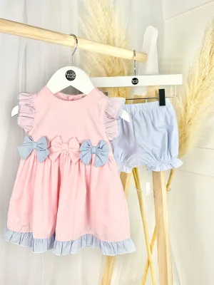 Baby Girl Pink Dress & Bloomers Set