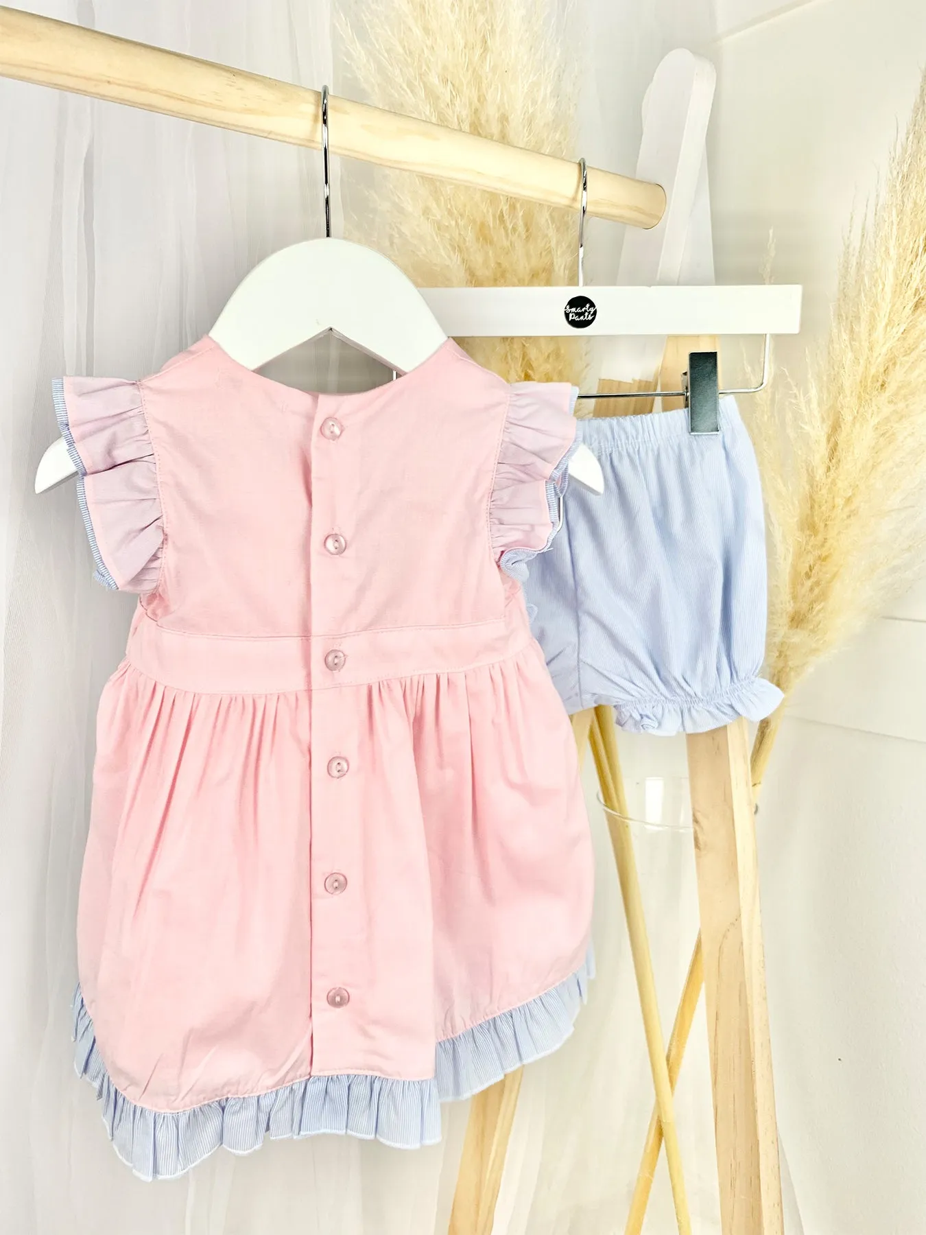 Baby Girl Pink Dress & Bloomers Set