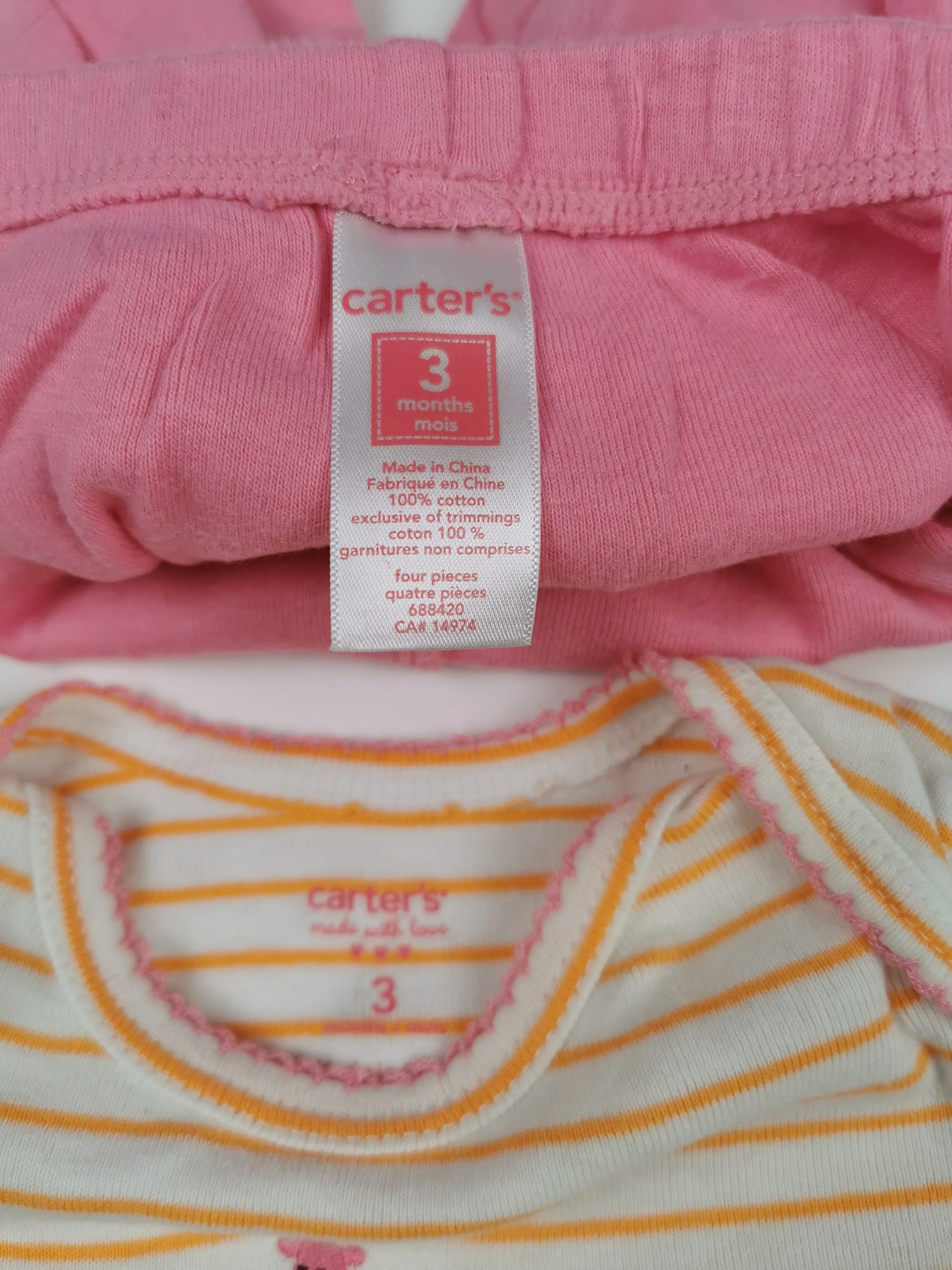 BABY GIRL SIZE 3 MONTHS - CARTER'S, Matching 2 Piece Sleep & Play Outfit EUC B16