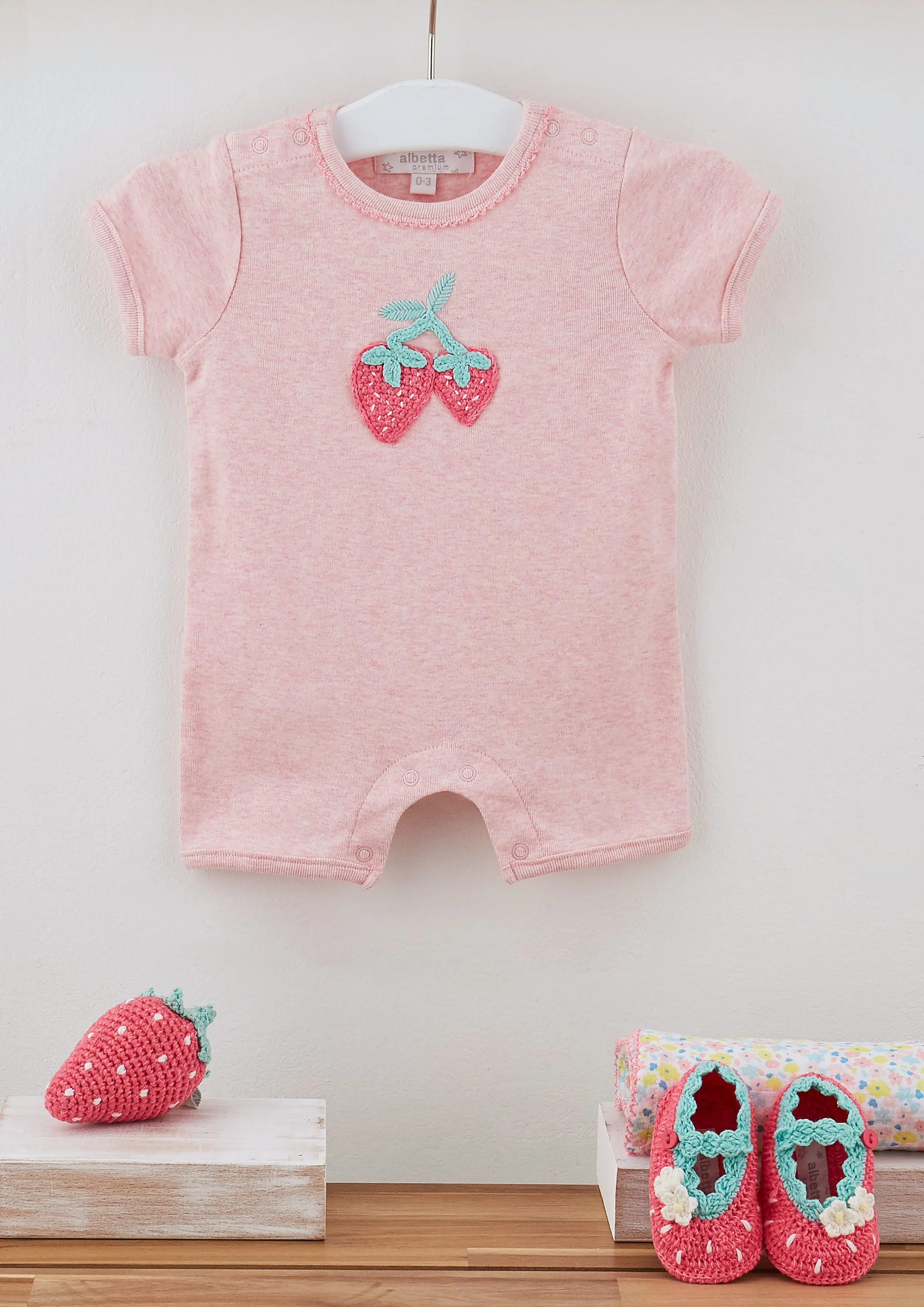 Baby Girls Crochet Strawberry Romper