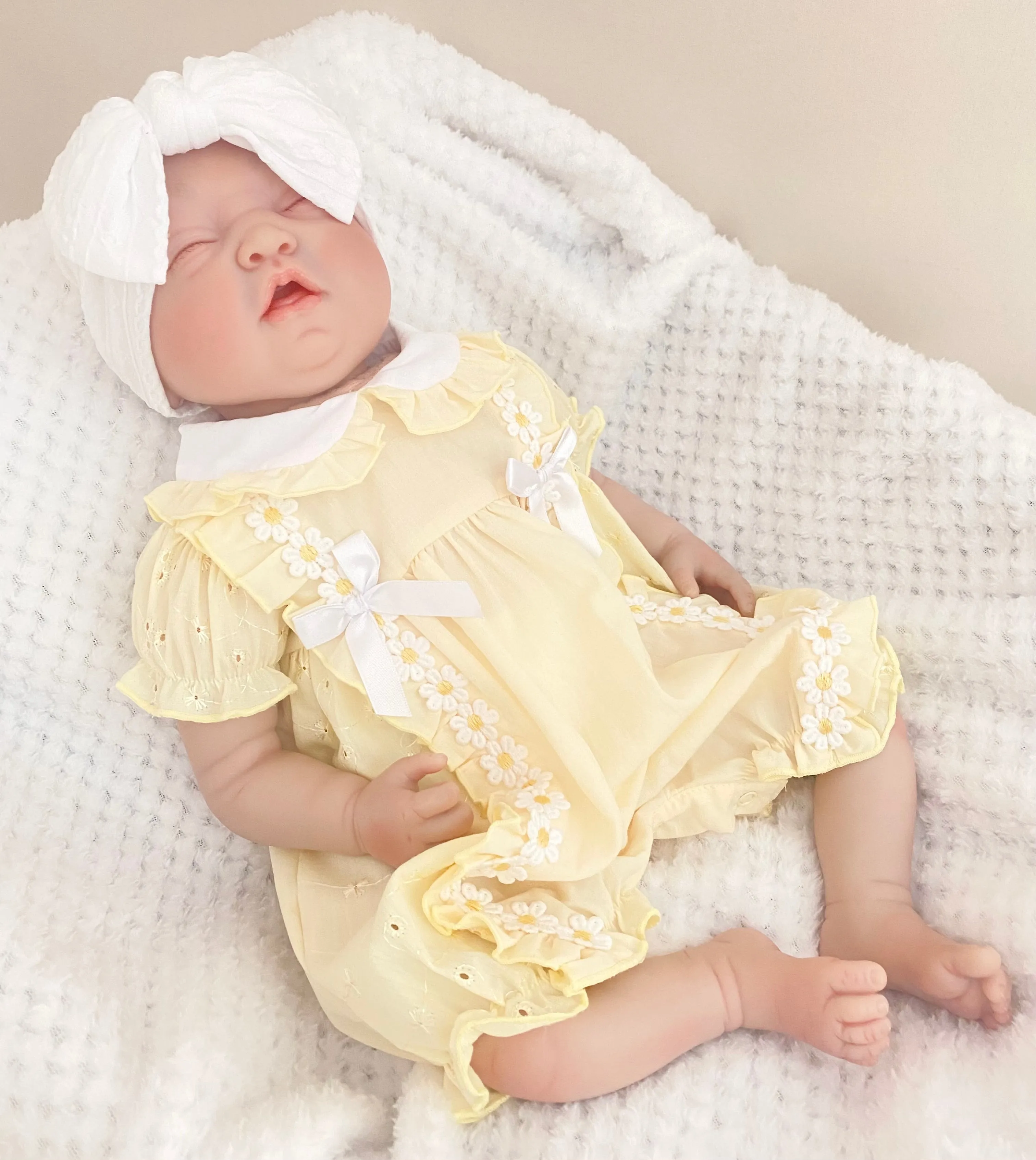 Baby Girls Lemon spanish style Romper with Bows - Daisy chain