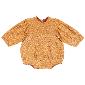 Baby Girls Stevie Puff Sleeve Bubble - Gold Tear Drop || Pink Chicken