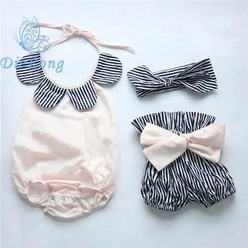 baby toddler summer boutiques baby girls vintage floral ruffle neck romper cloth with bow knot shorts headband
