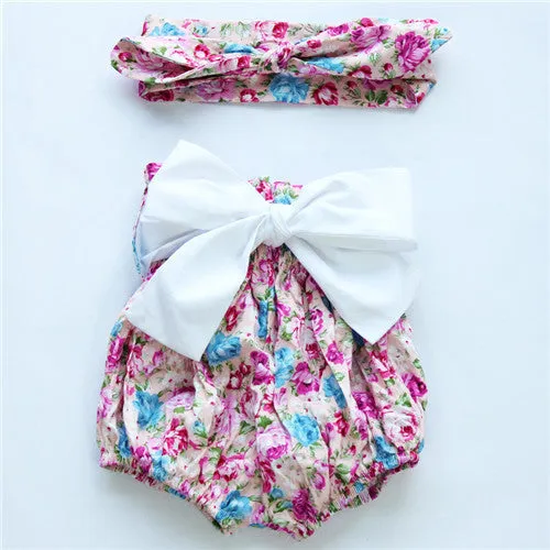 baby toddler summer boutiques baby girls vintage floral ruffle neck romper cloth with bow knot shorts headband