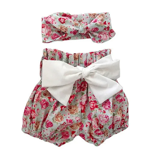 baby toddler summer boutiques baby girls vintage floral ruffle neck romper cloth with bow knot shorts headband