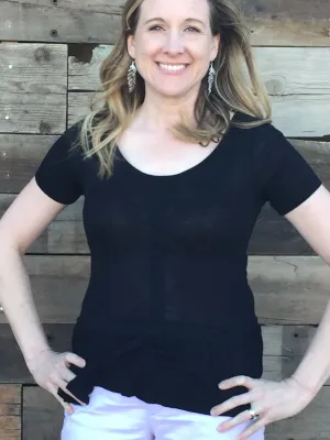 Basic Black Ruffle Hem Tee