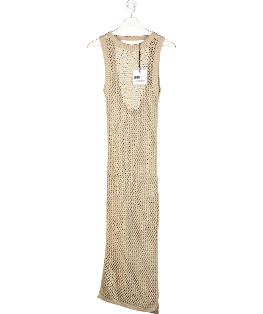 BEACH RIOT Beige Holly Crochet Dress UK S